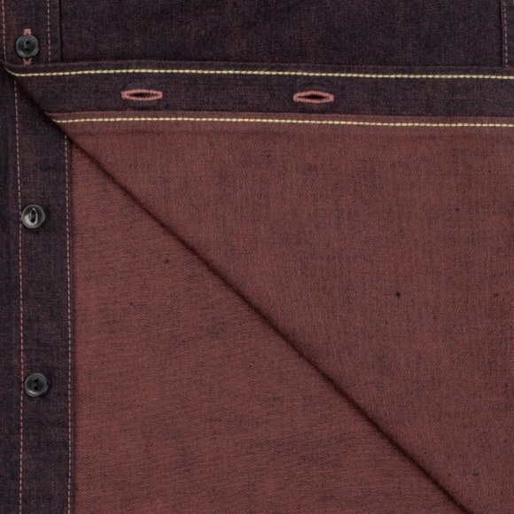 (NWT) Iron Heart 10oz Selvedge Denim Work Shirt - Indigo Overdyed Red (size M) - Picture 5 of 16